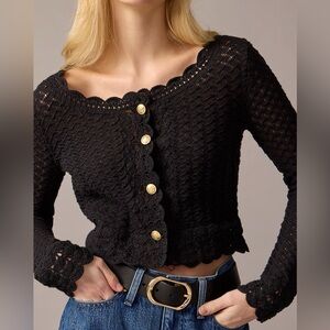 NWT J.Crew Crochet Cropped Cardigan Sweater
